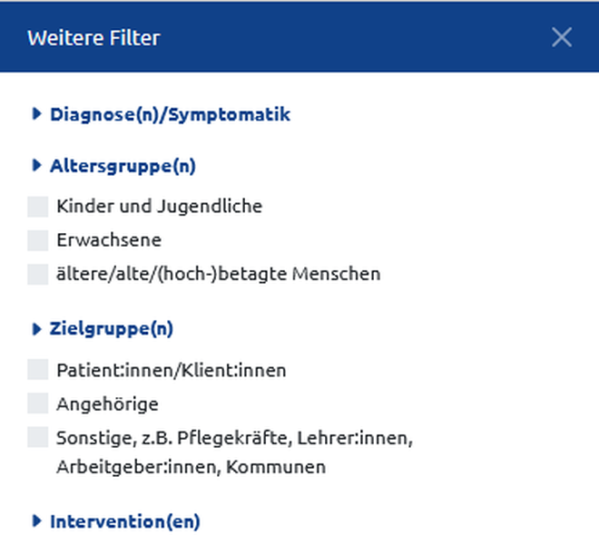 Weitere Filter: Altersgruppe(n) und Zielgruppe(n)