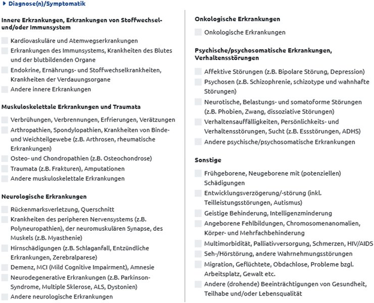 Weitere Filter: Diagnose(n)/Symptomatik